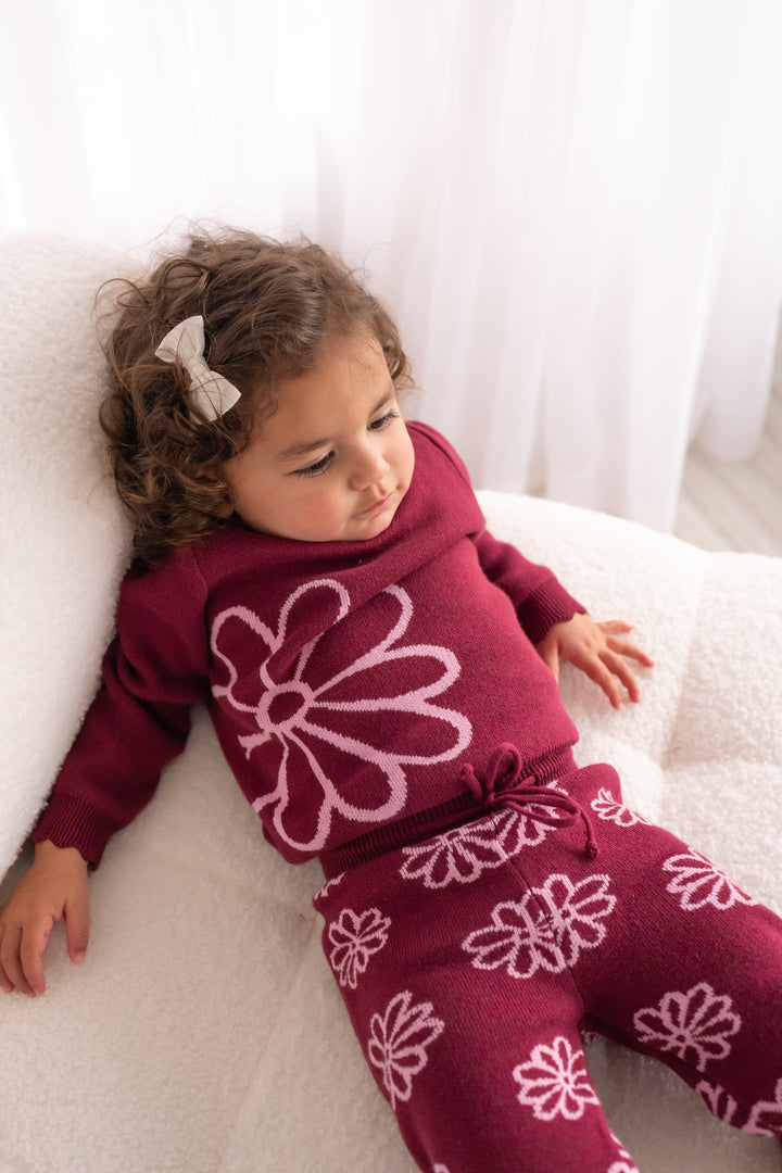 Knitted Pants - Merlot Bloom