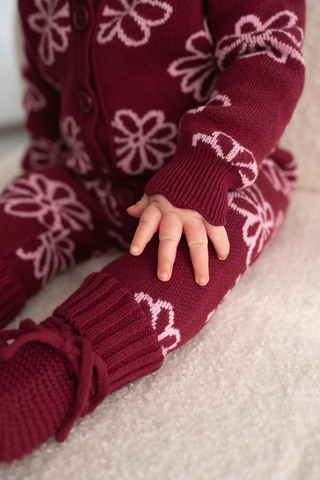 Knitted Louie Romper - Merlot Bloom