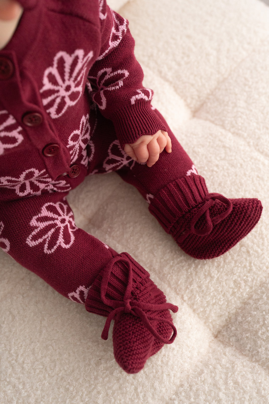Knitted Booties - Merlot