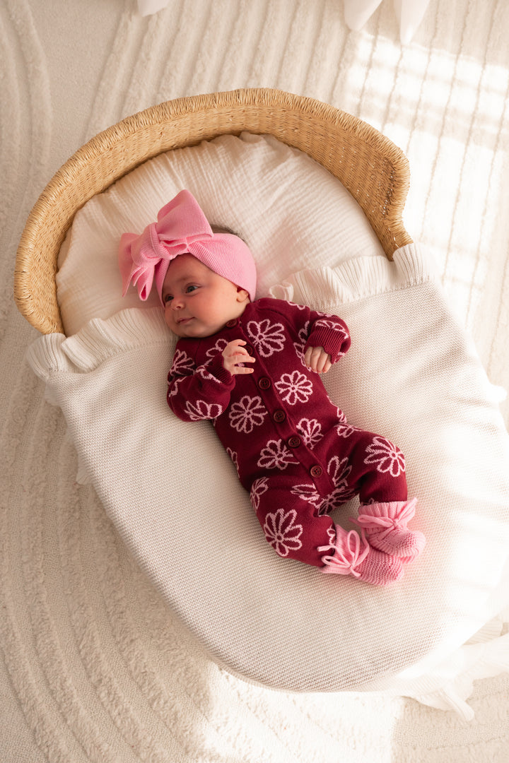 Knitted Louie Romper - Merlot Bloom