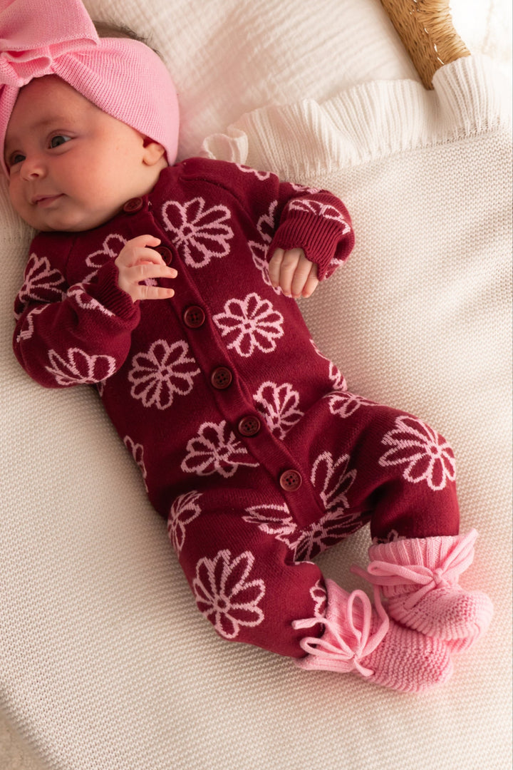 Knitted Booties - Peony Pink