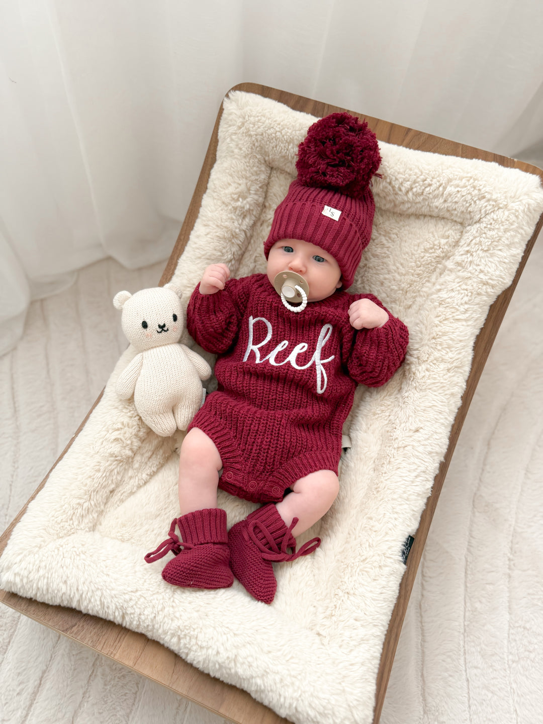 Super Chunky Knit Romper - Merlot