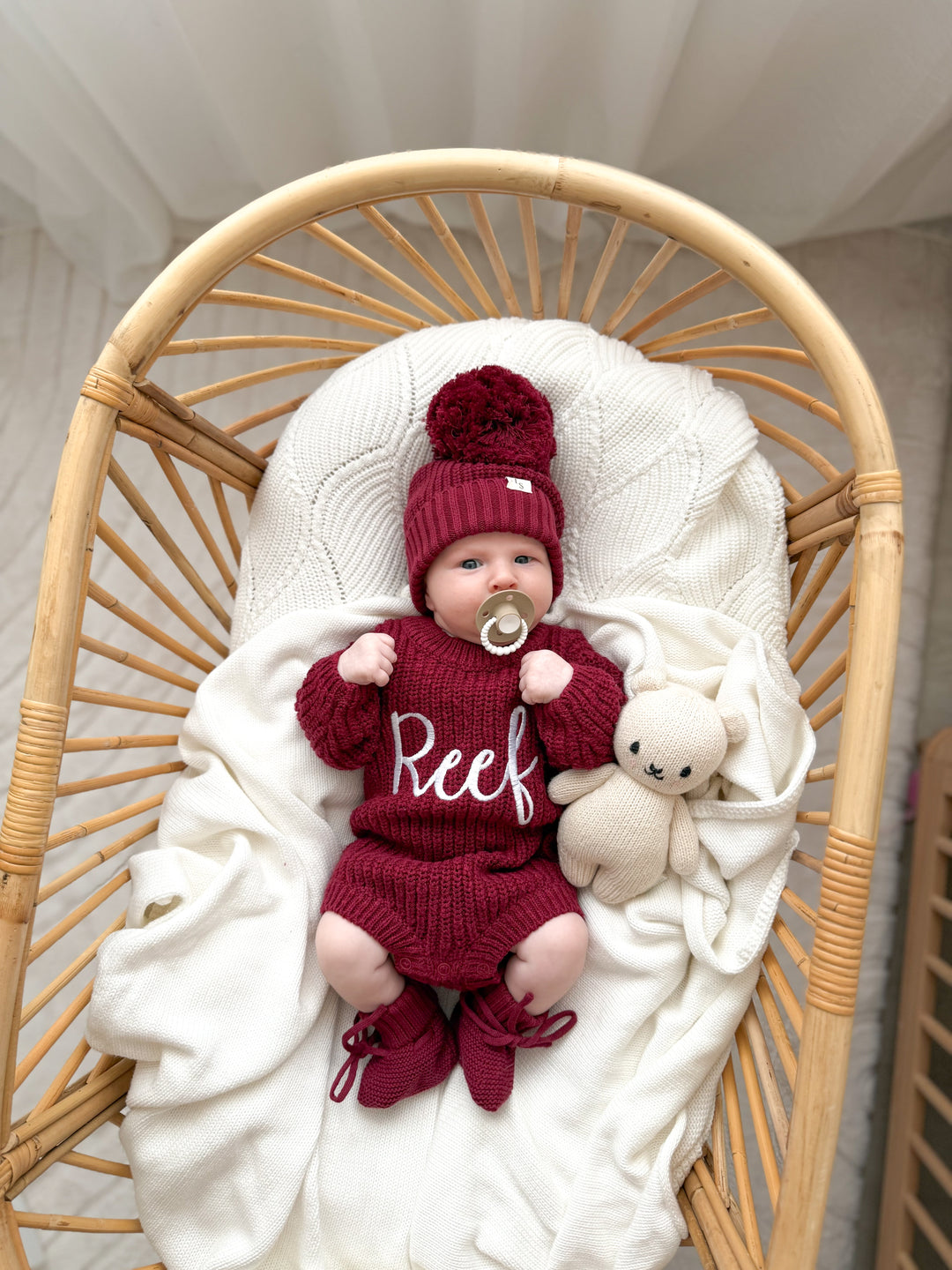 Super Chunky Knit Romper - Merlot