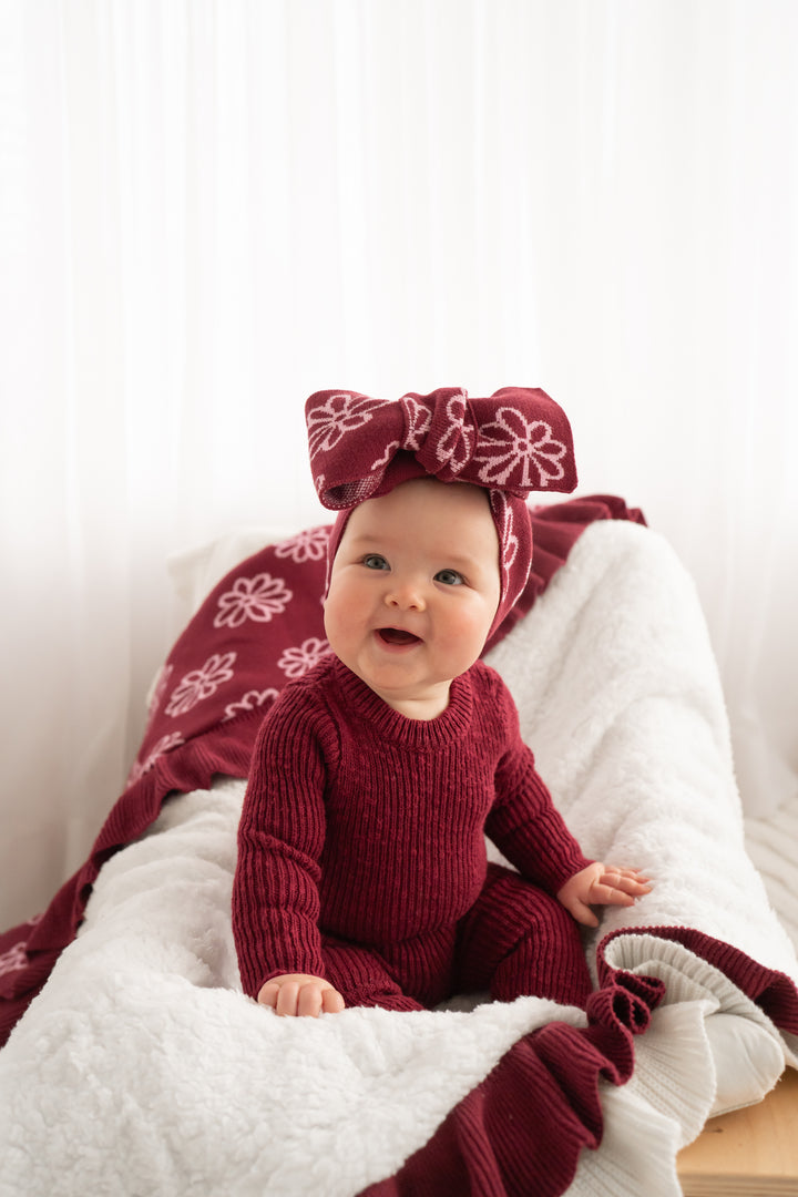 Knitted Textured Leggings - Merlot