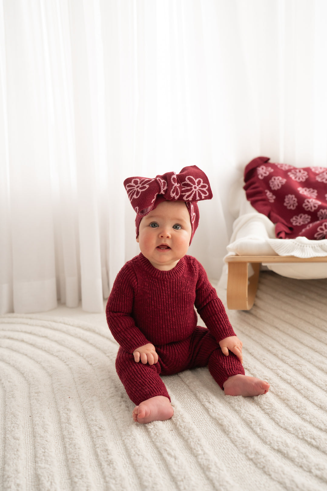 Knitted Textured Leggings - Merlot