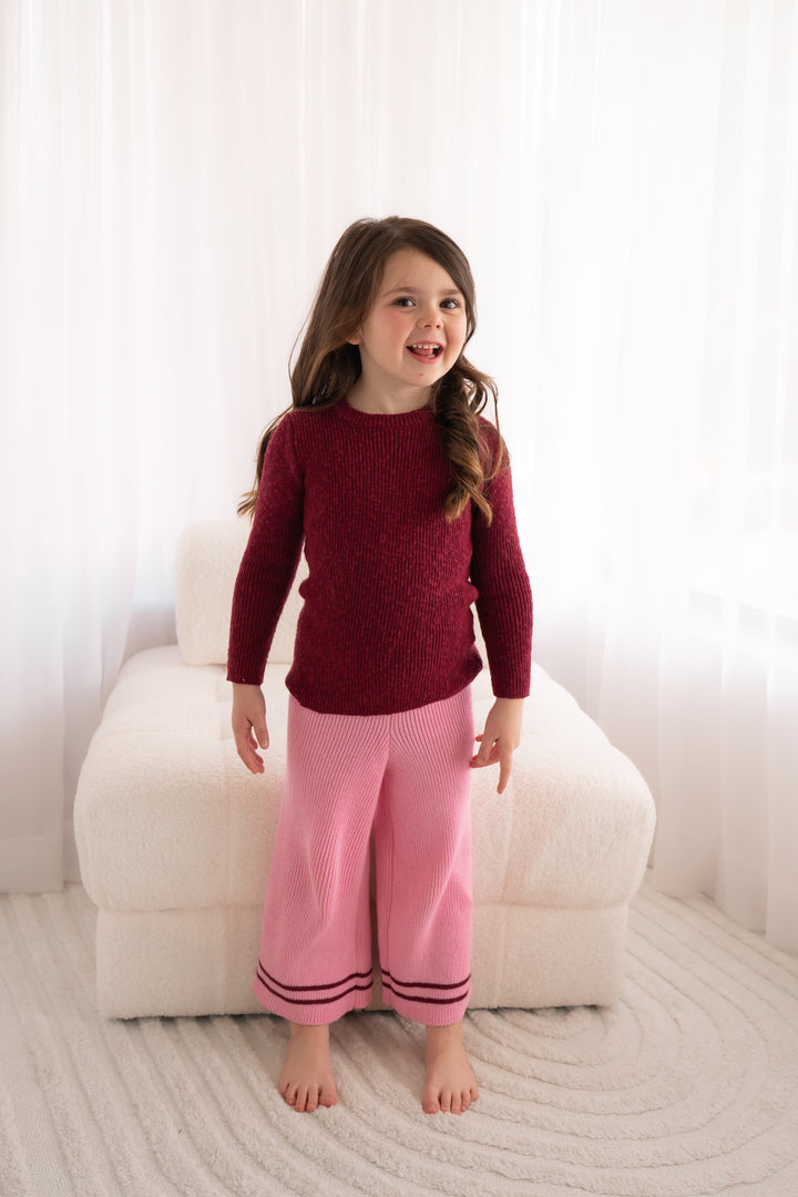 Knitted Wide Leg Pants - Peony