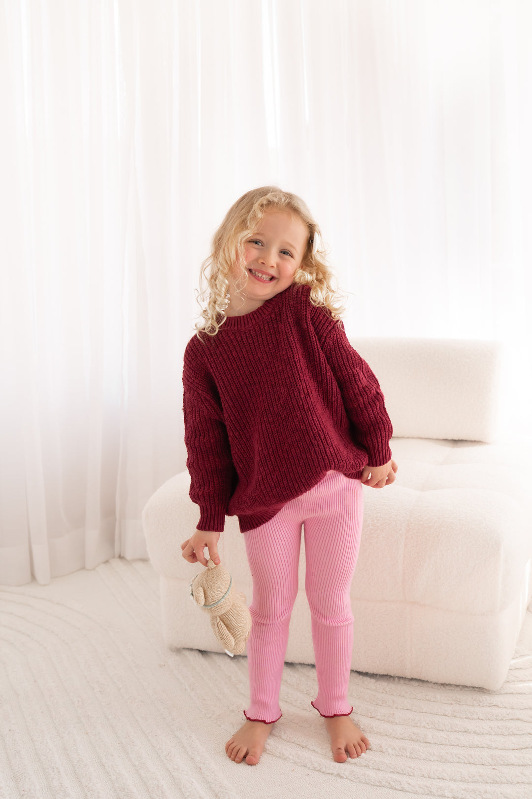 Knitted Leggings - Peony Pink