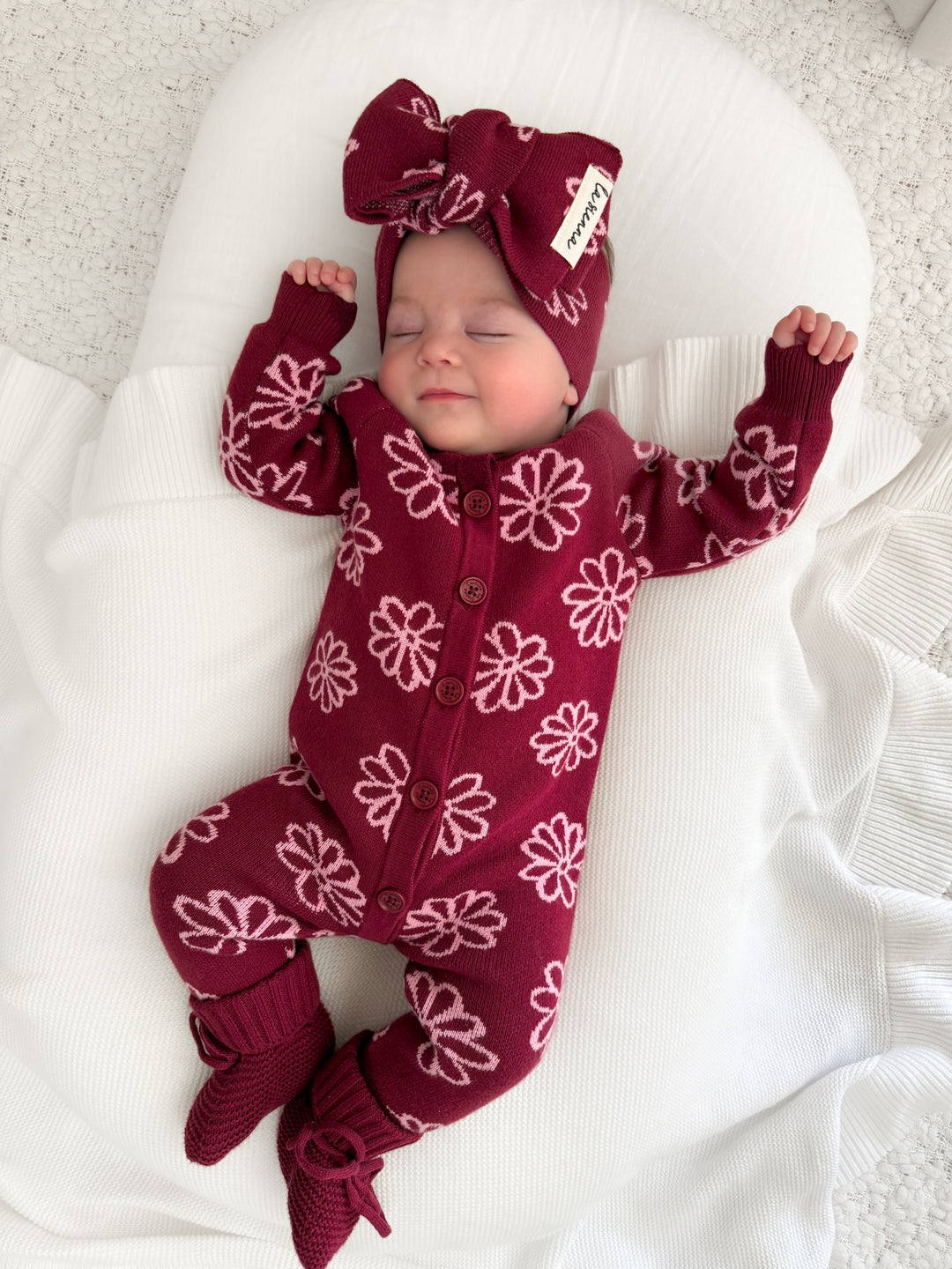 Knitted Louie Romper - Merlot Bloom