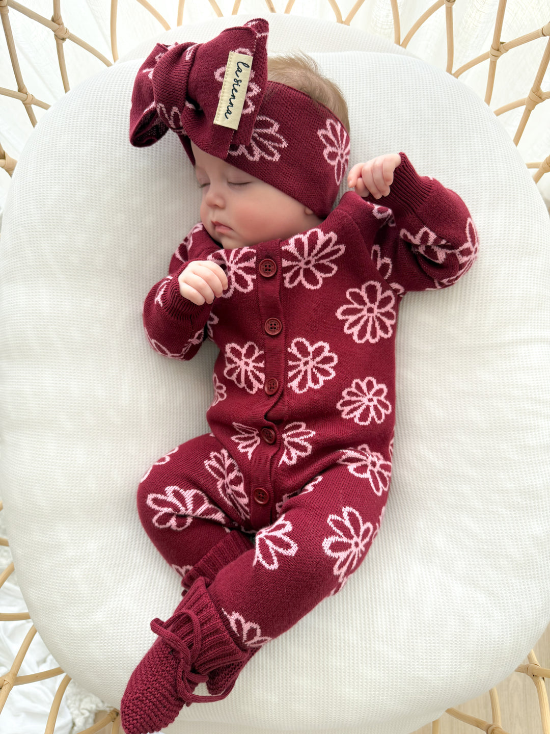 Knitted Louie Romper - Merlot Bloom