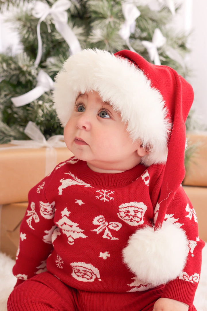 Knitted Santa Hat - Red