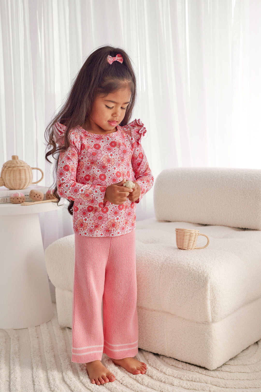 Knitted Wide Leg Pants - Blush
