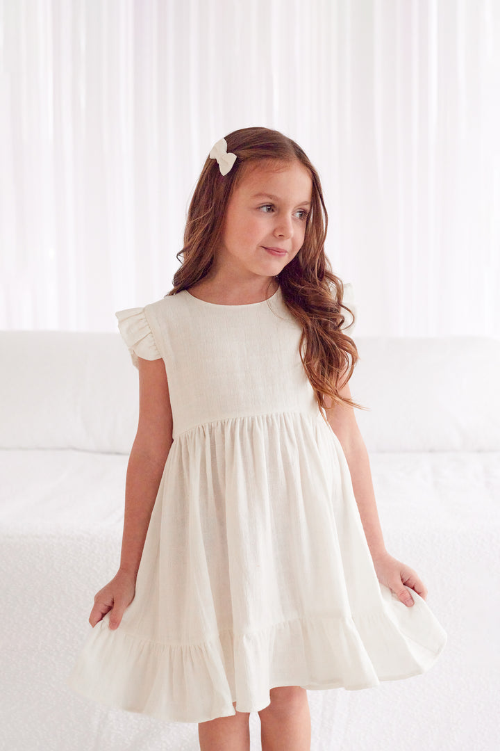 Muslin Summer Ruffle Dress - Coconut