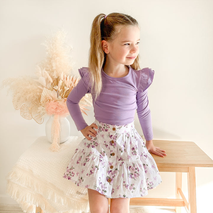 Long Sleeve Flutter - Grape