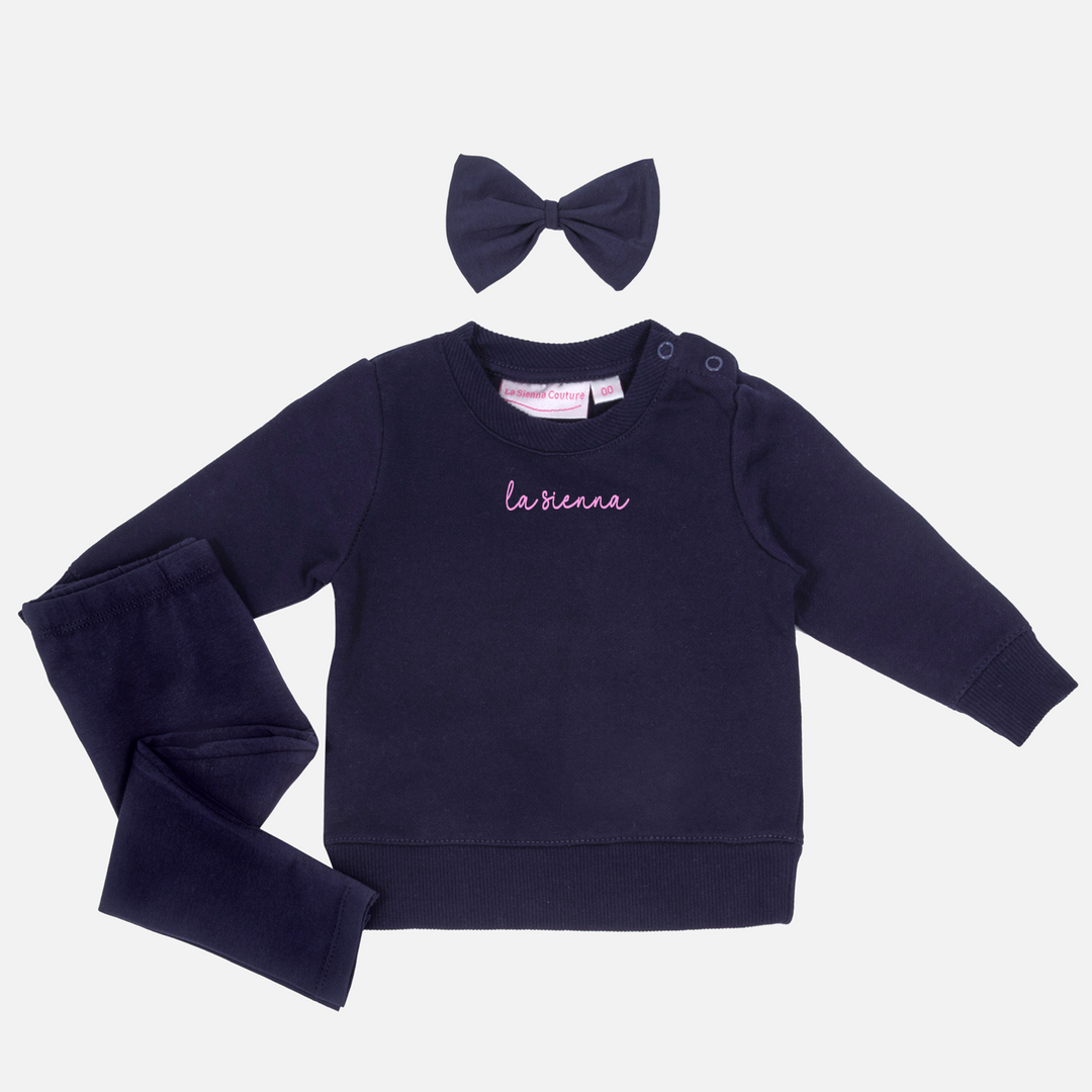 La Sienna Logo Crew Neck and Leggings Set - Navy