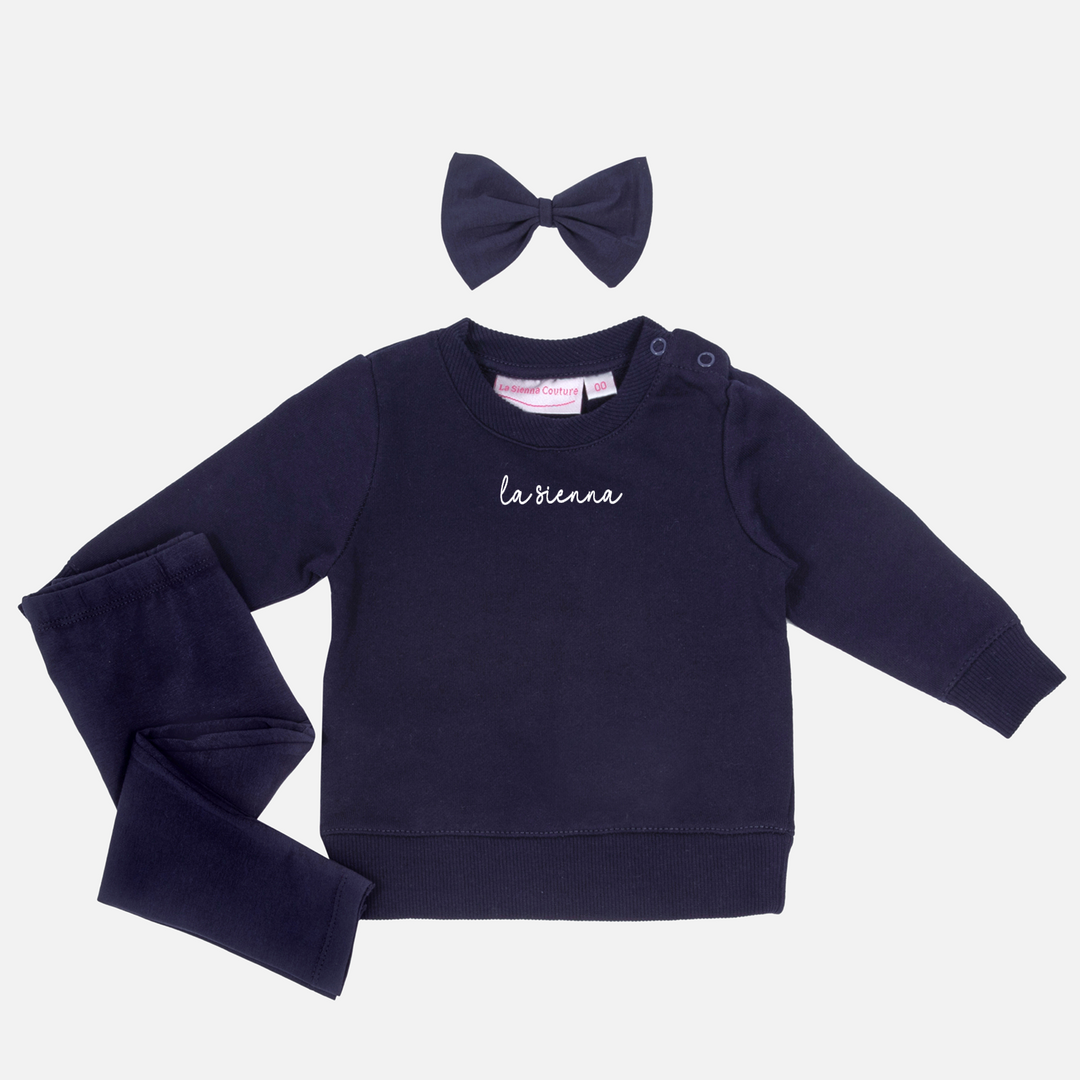 La Sienna Logo Crew Neck and Leggings Set - Navy