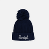 Embroidered Super Chunky Knit Beanie - Navy