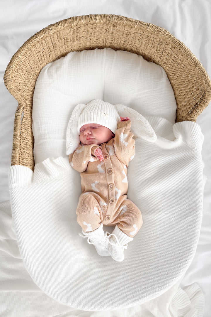 Knitted Louie Romper - Little Bunny Oat