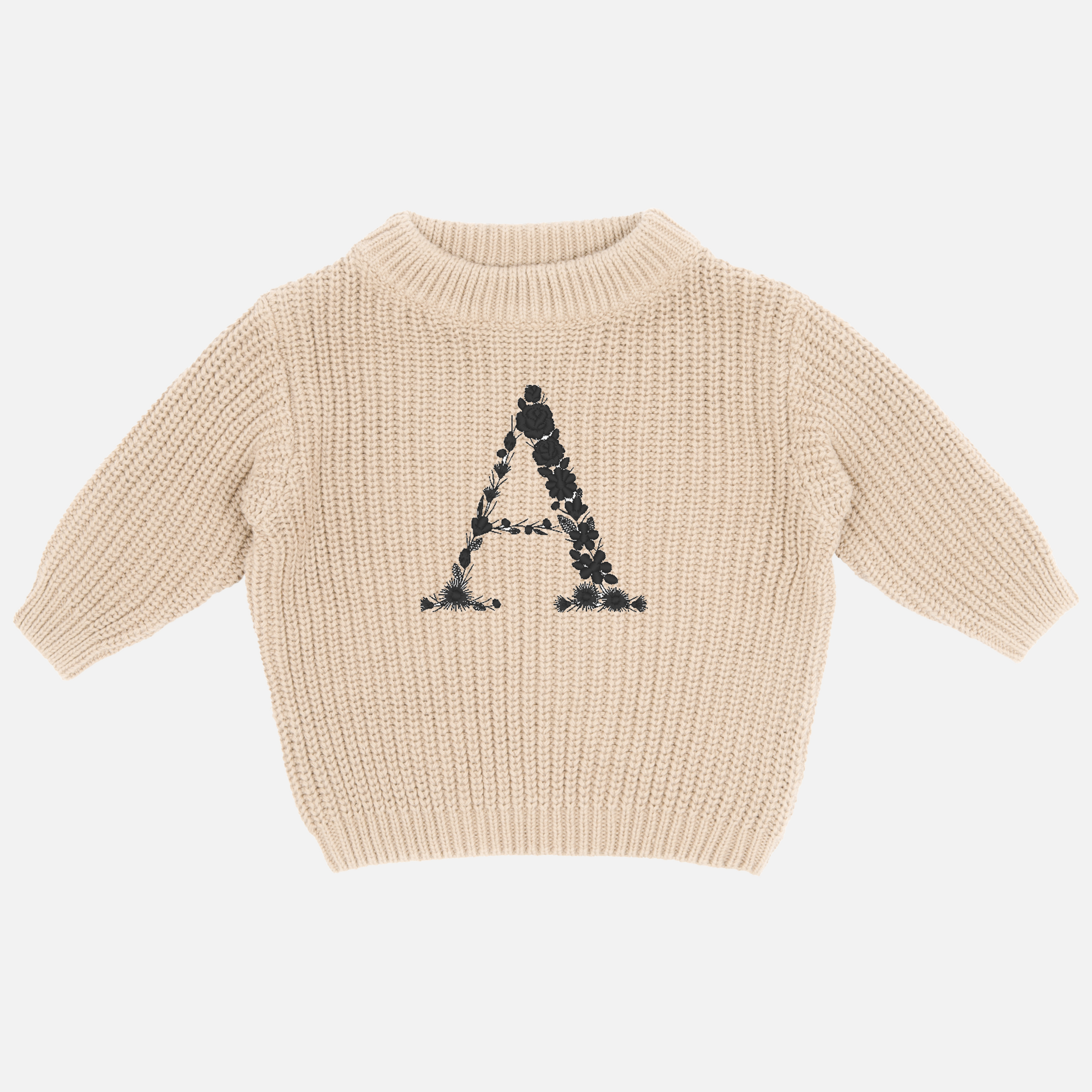 Embroidered Chunky Knit - Oatmeal