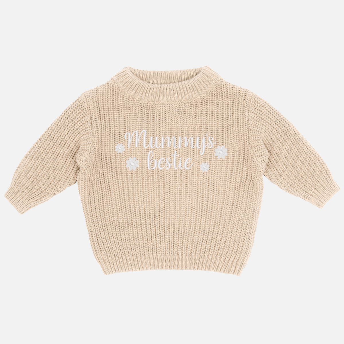 Embroidered Mother's Day Chunky Knit - Oatmeal