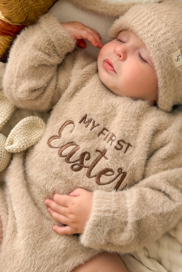 Fluffy Knit Romper - Oatmeal