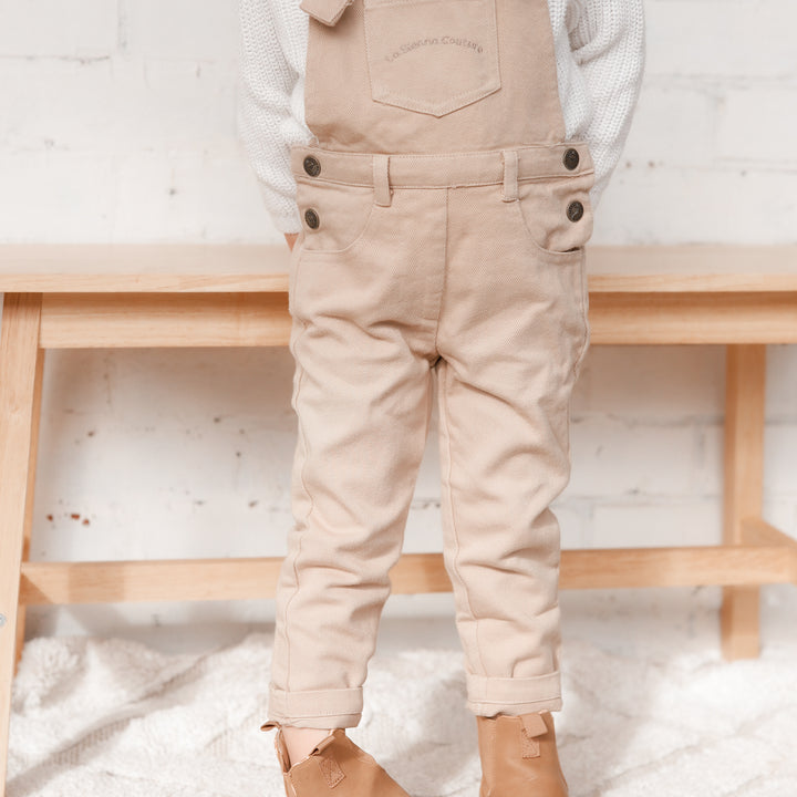 Toddler oatmeal overalls