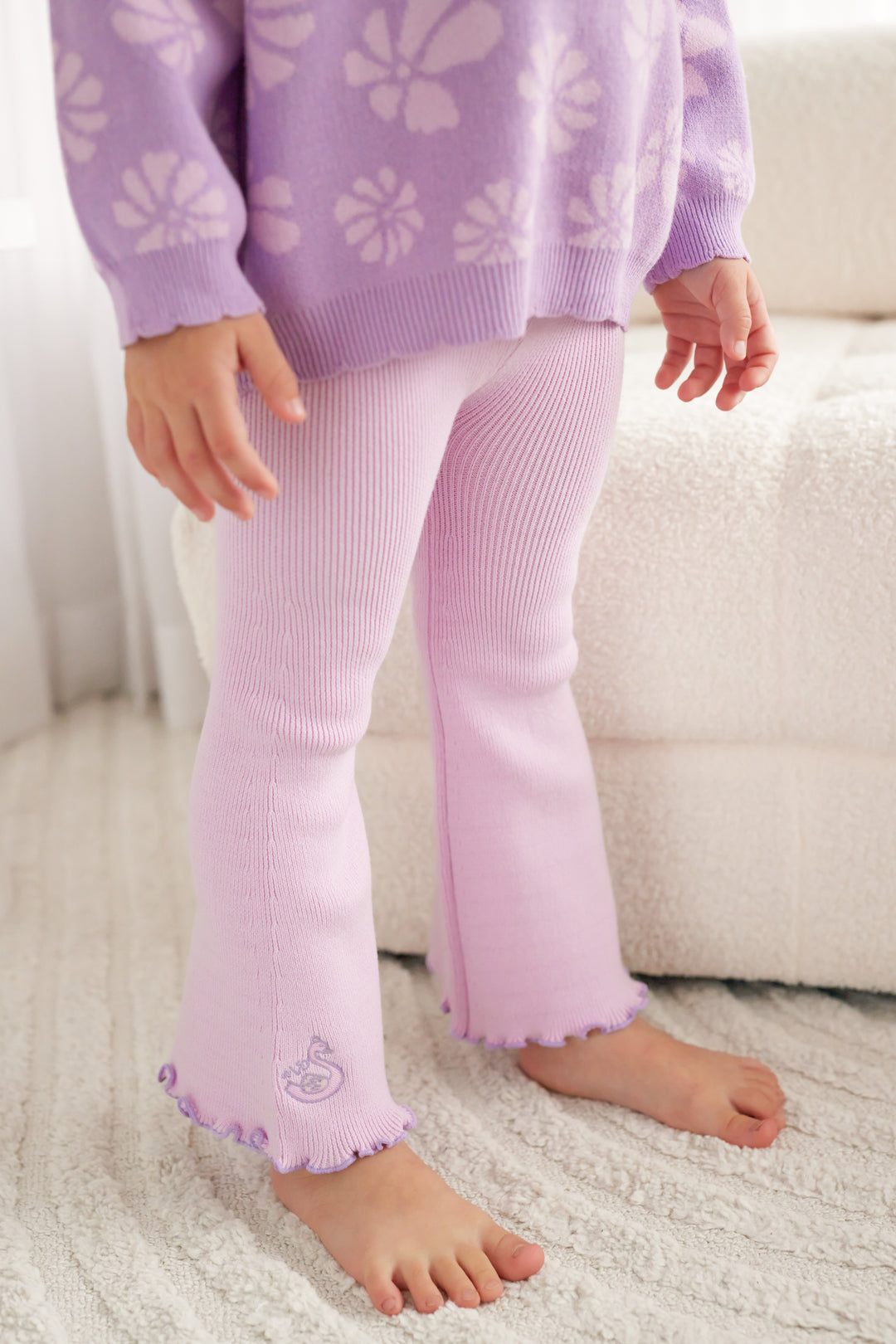 Knitted Flare Leggings - Lavender
