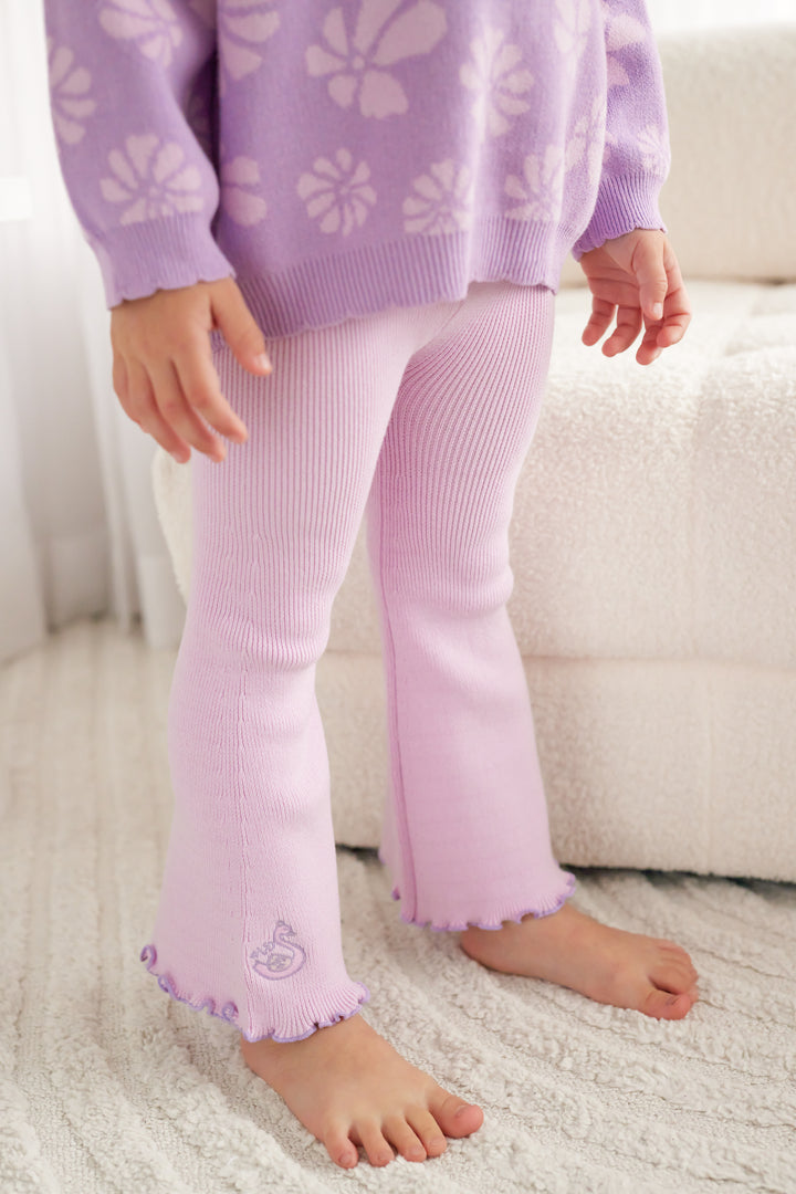 Knitted Flare Leggings - Lavender