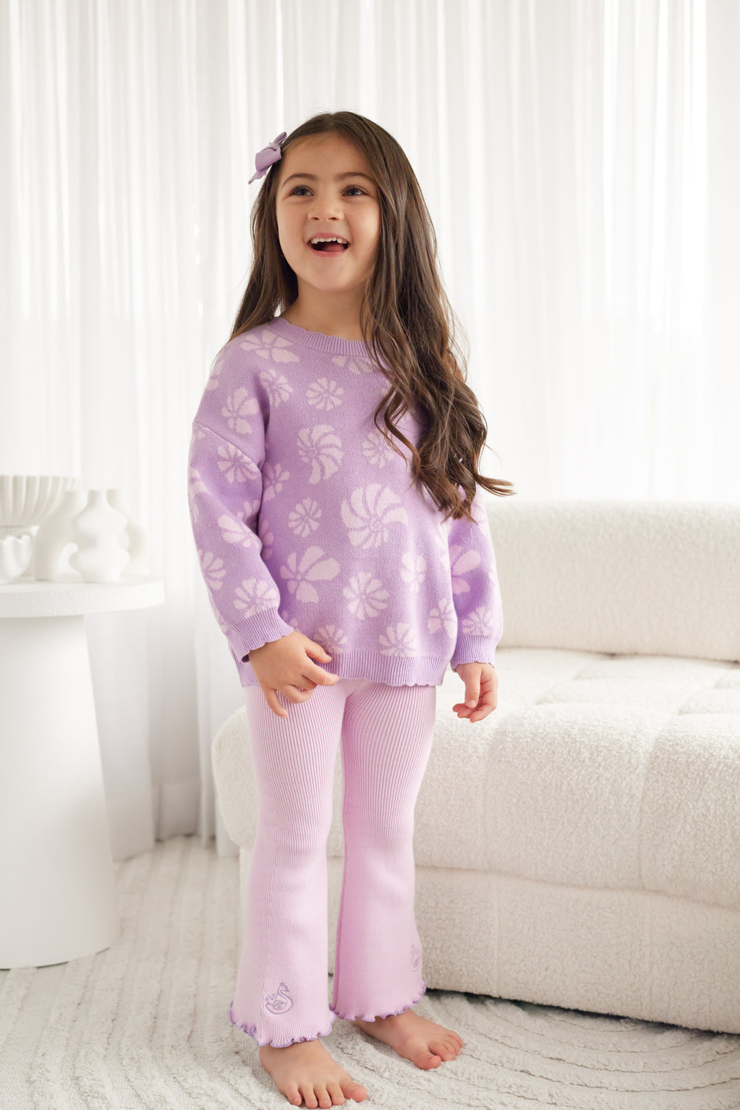 Knitted Flare Leggings - Lavender