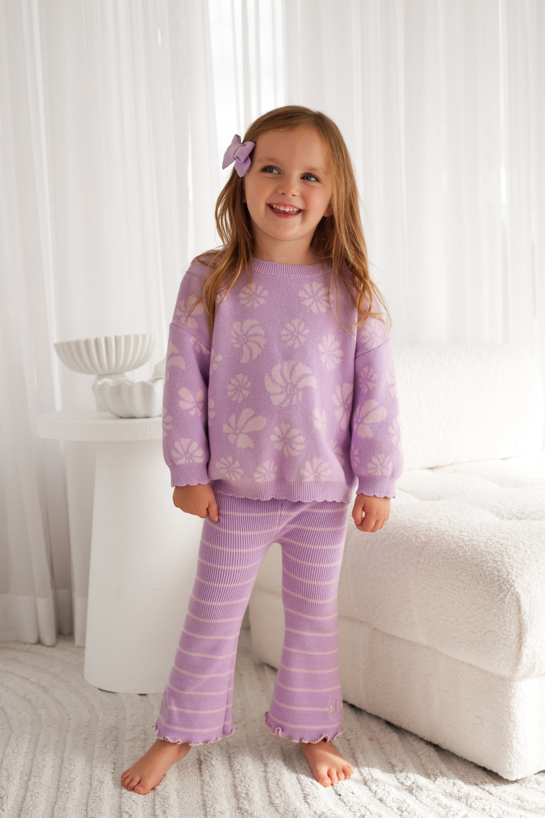 Knitted Flare Leggings - Wisteria Stripe