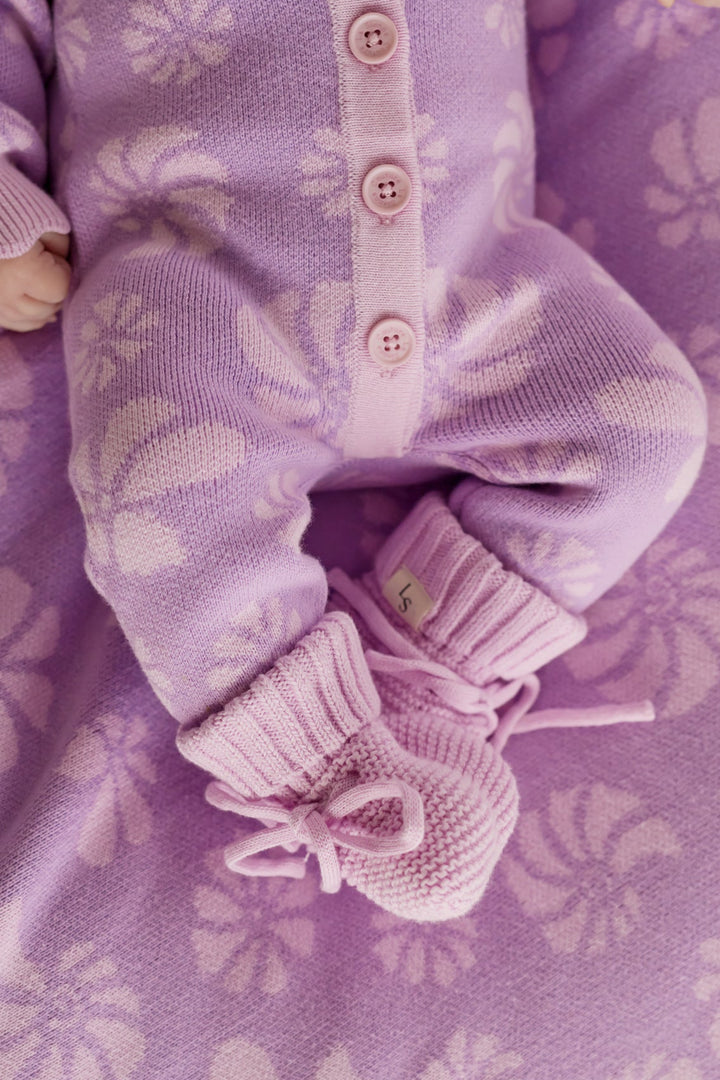 Knitted Booties - Lavender
