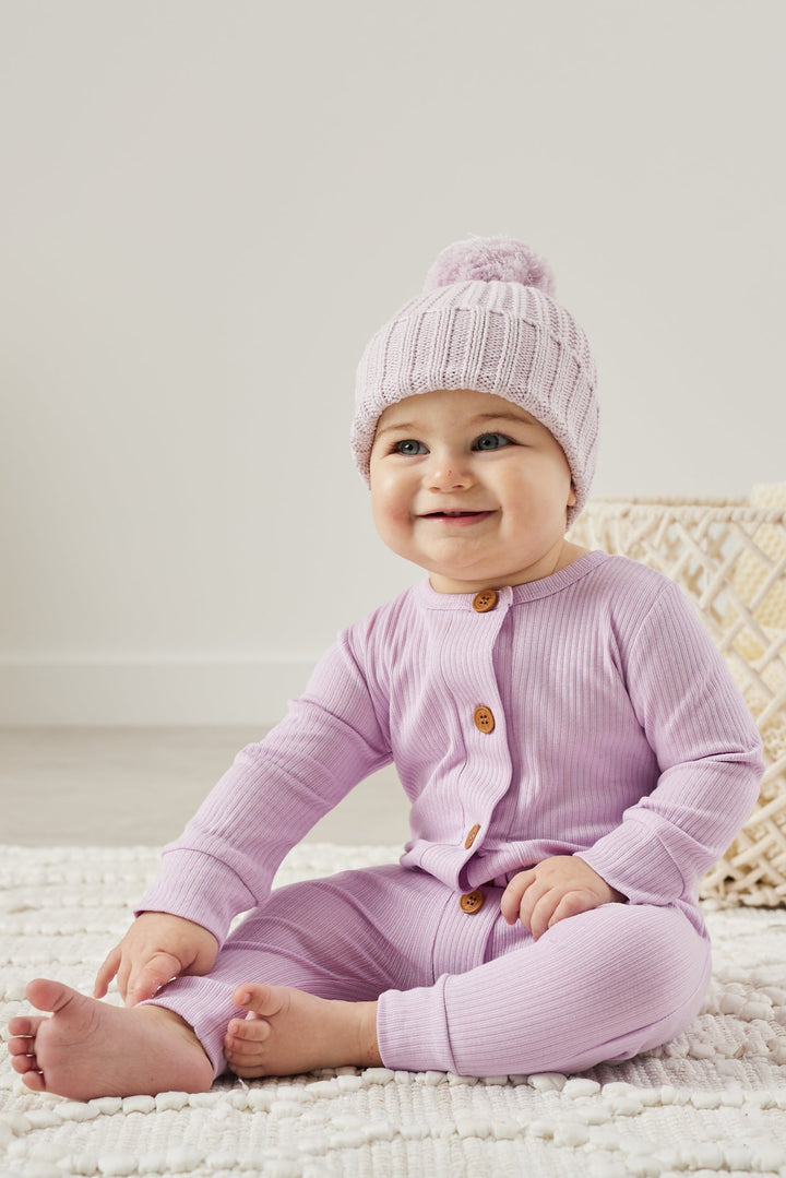 Cozy Long Sleeve Louie Romper - Orchid Bloom