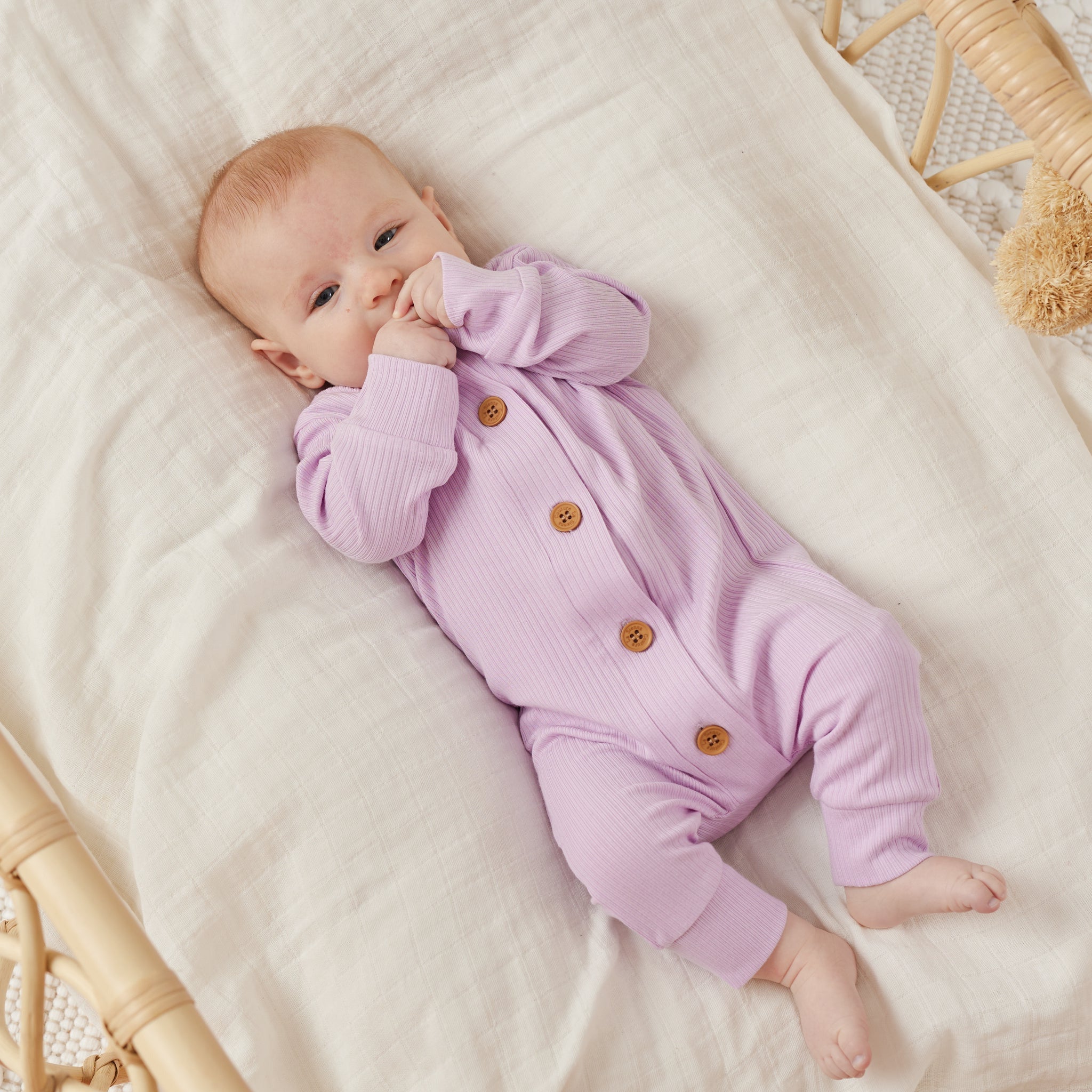 Cozy Long Sleeve Louie Romper - Orchid Bloom
