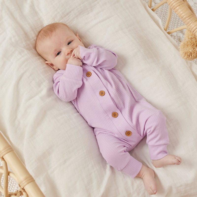 Cozy Long Sleeve Louie Romper - Orchid Bloom