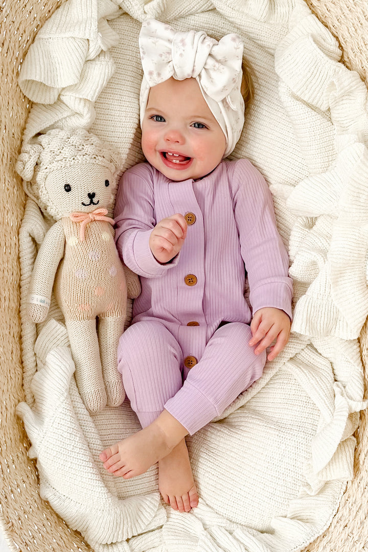 Cozy Long Sleeve Louie Romper - Orchid Bloom