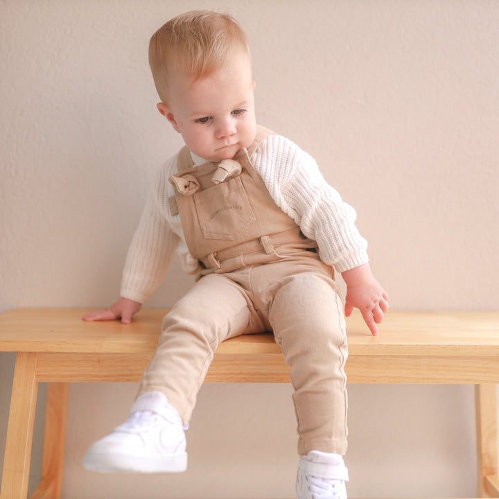 Toddler oatmeal overalls