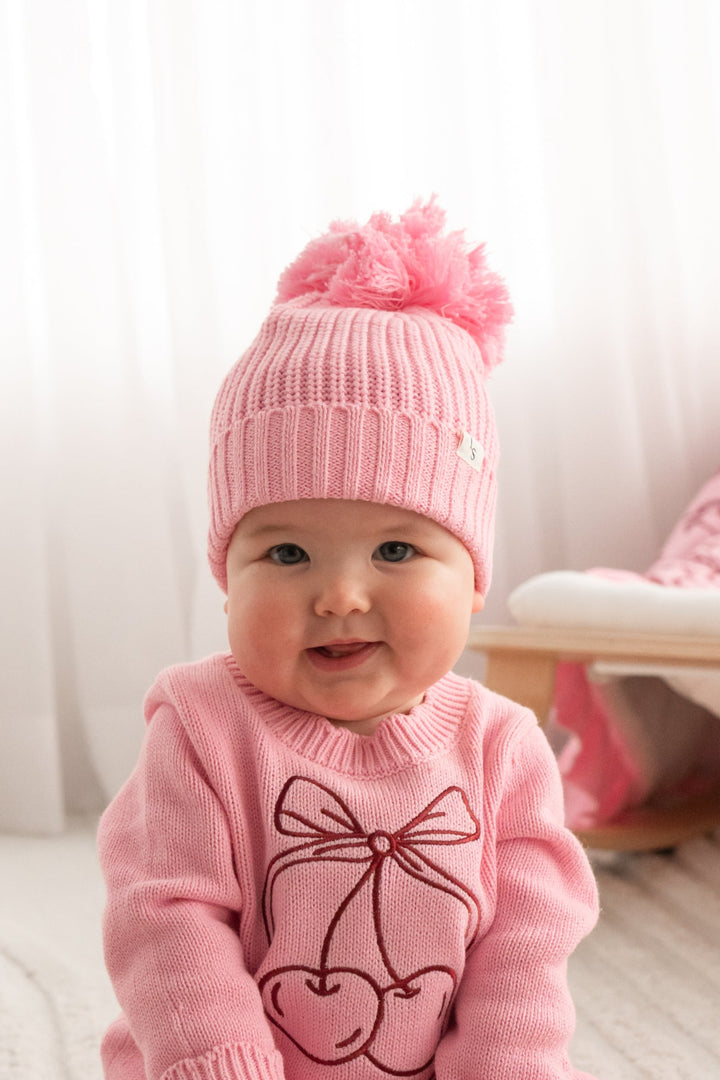 Chunky Knit Beanie - Peony Pink