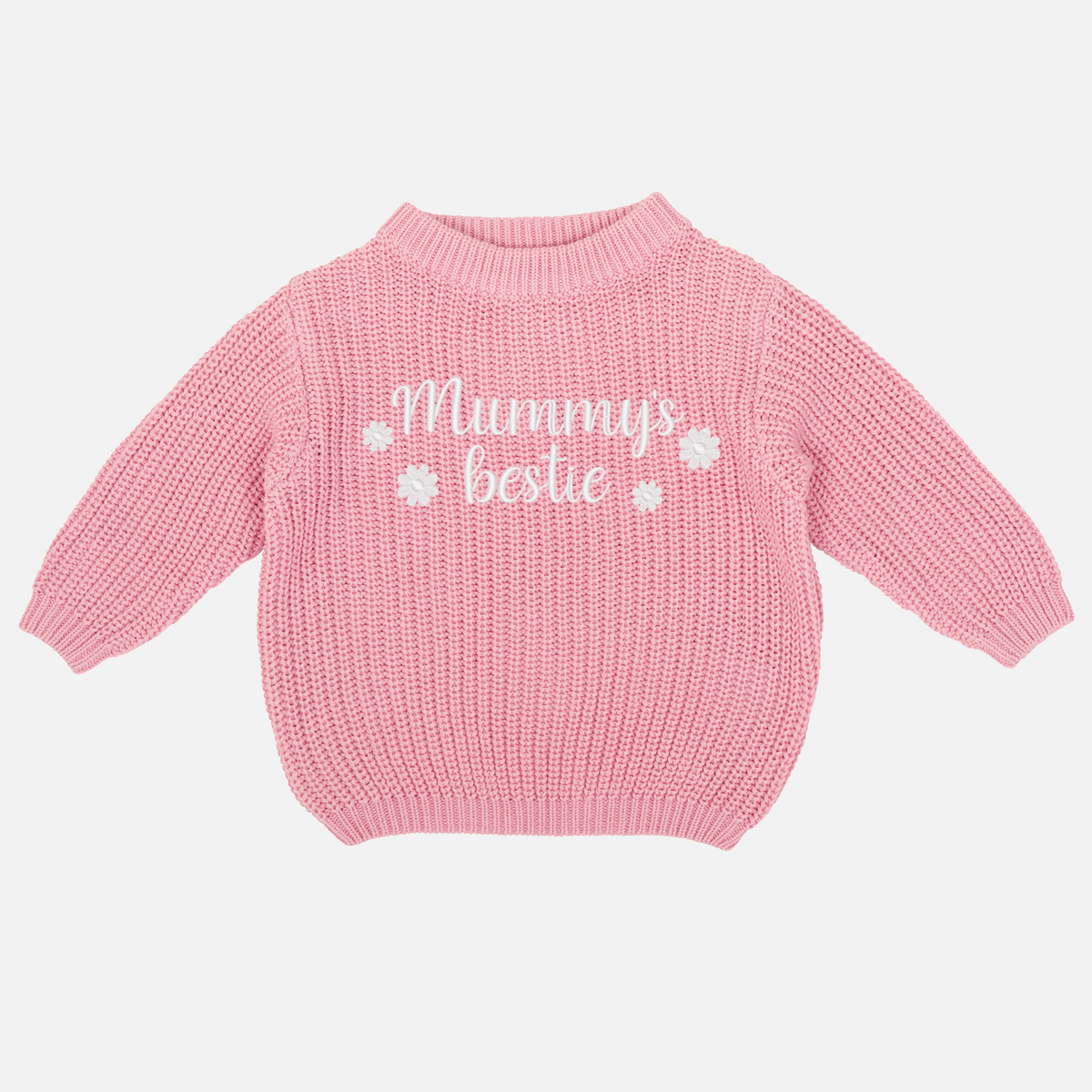 Embroidered Mother's Day Chunky Knit - Parisian Pink