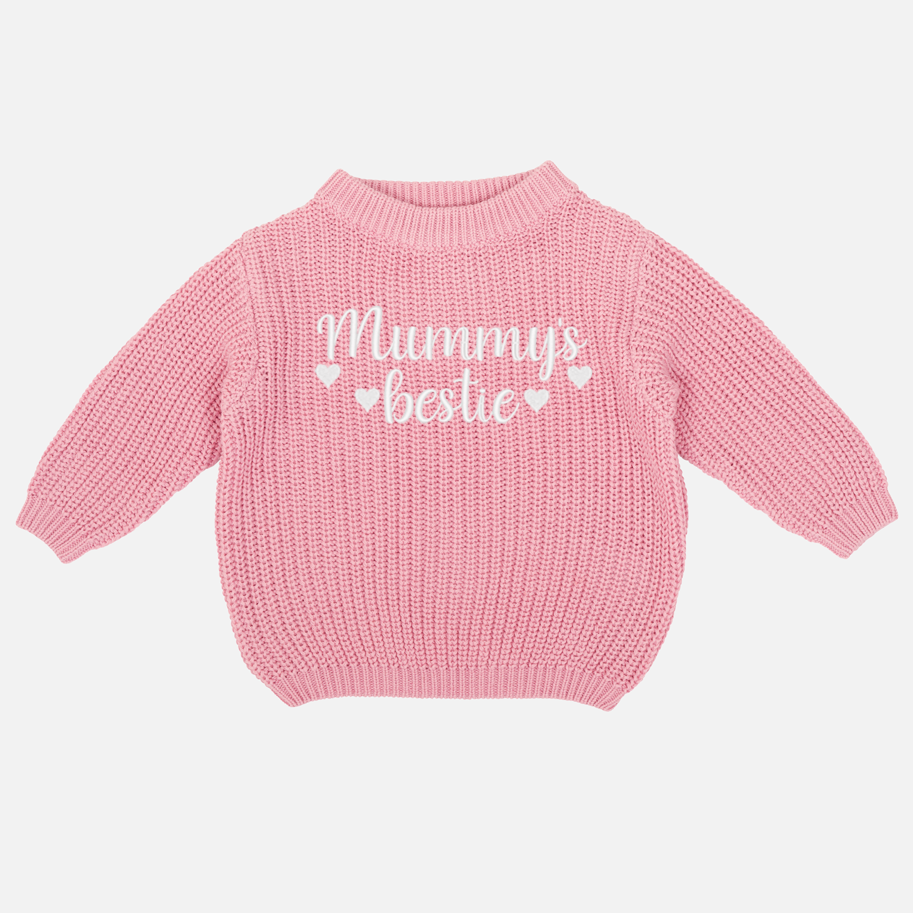 Embroidered Mother's Day Chunky Knit - Parisian Pink