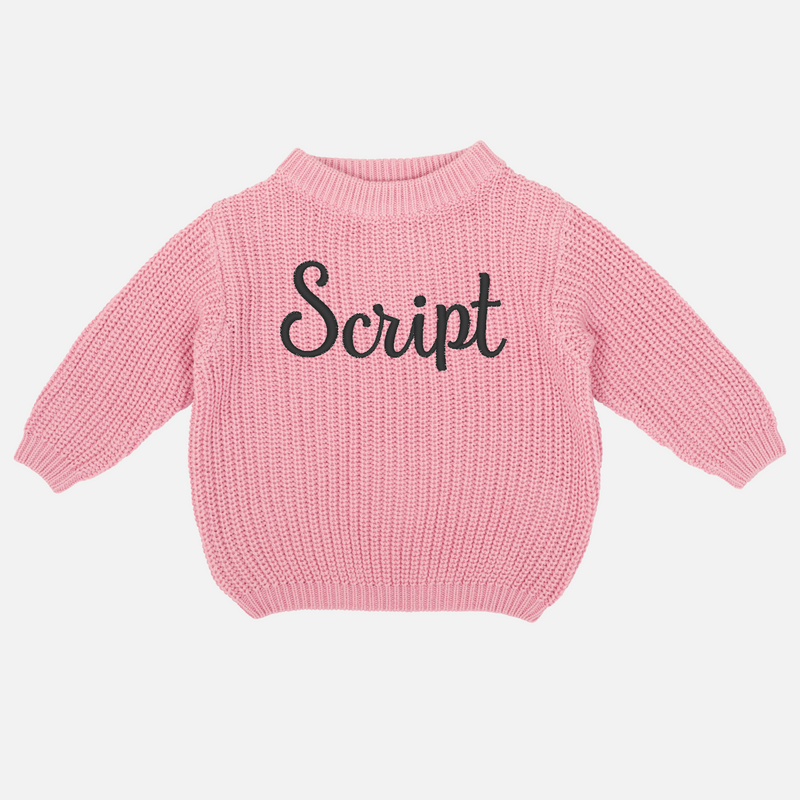 Embroidered Chunky Knit - Parisian Pink