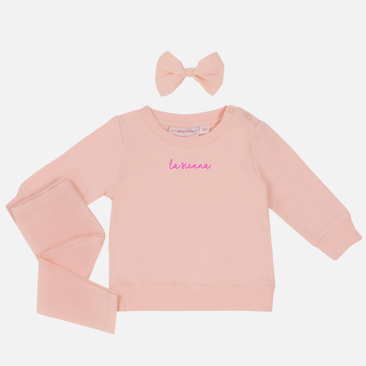 La Sienna Logo Crew Neck and Leggings Set - Peach