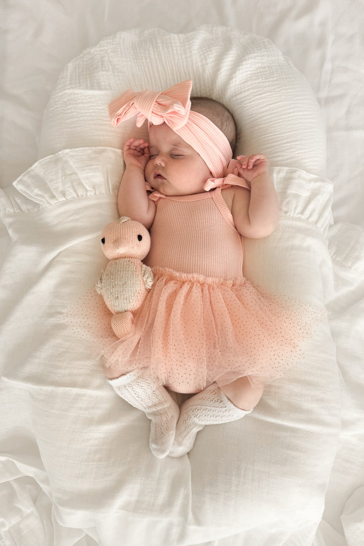 Tie Up Waffle Tutu Dress - Peach Dust