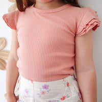 Cozy Short Sleeve Flutter - Peach Parfait