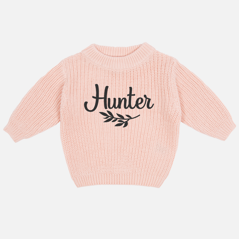 Embroidered Chunky Knit - Peachy