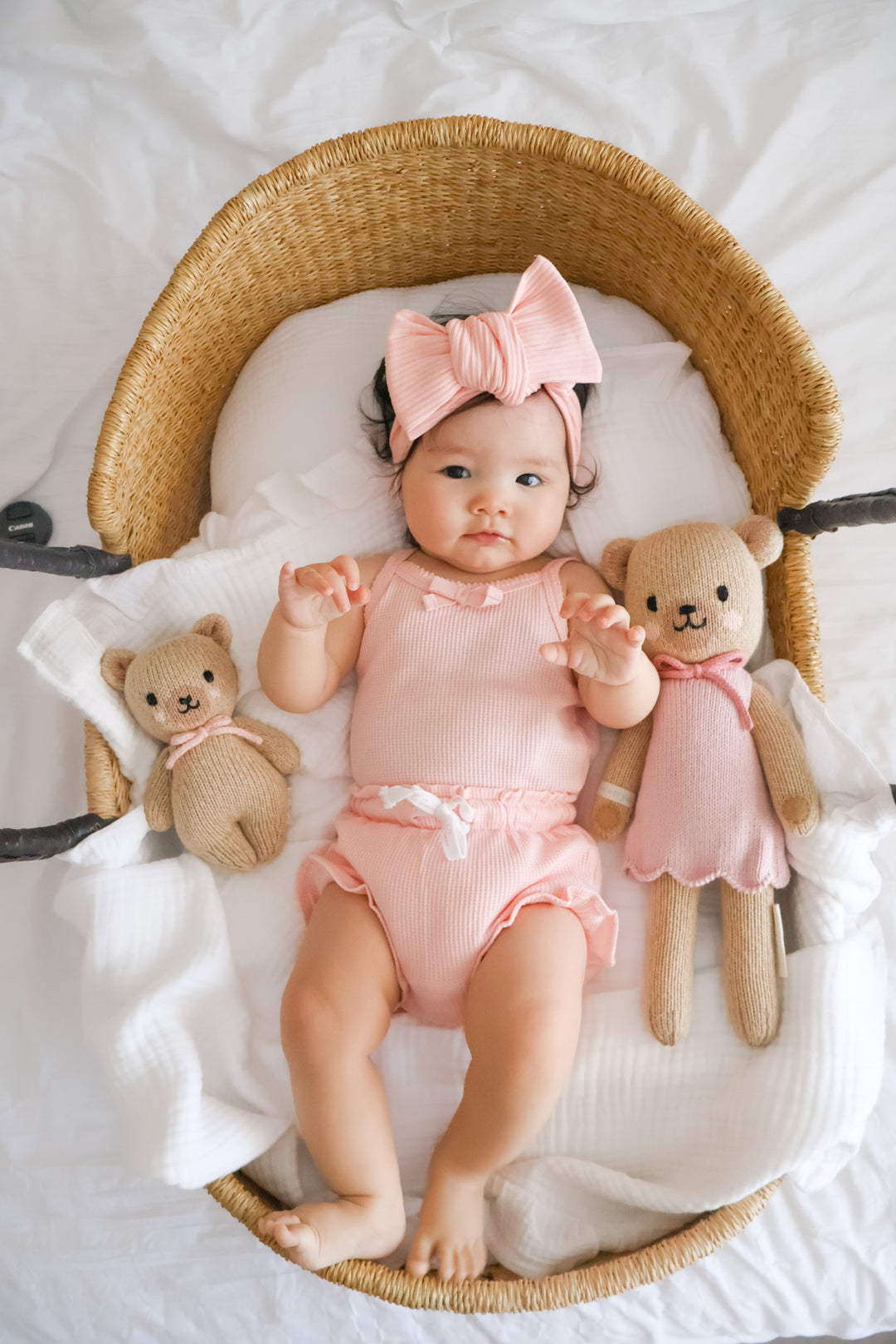 Waffle Dainty Singlet & Shorties Set - Peach Dust