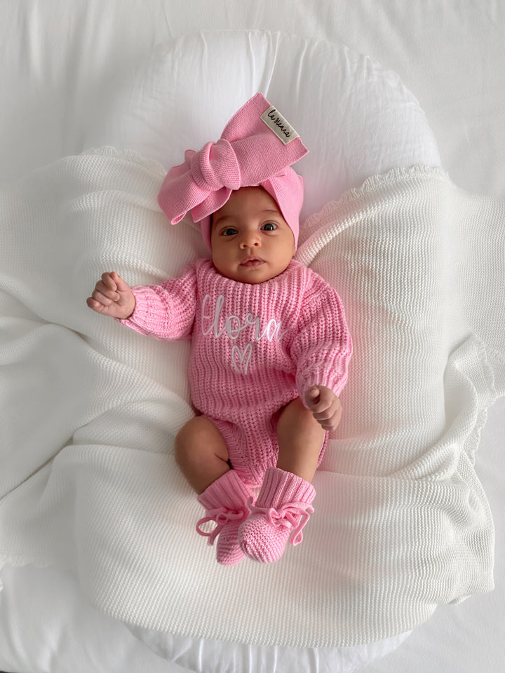 Super Chunky Knit Romper - Peony Pink