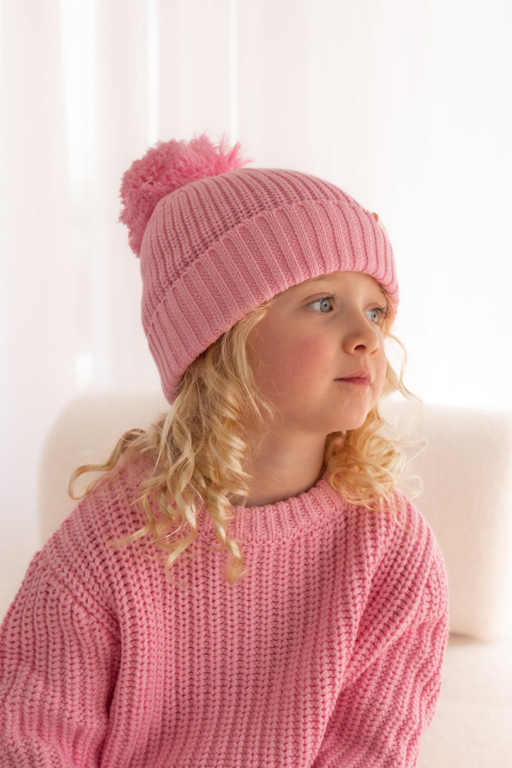 Chunky Knit Beanie - Peony Pink