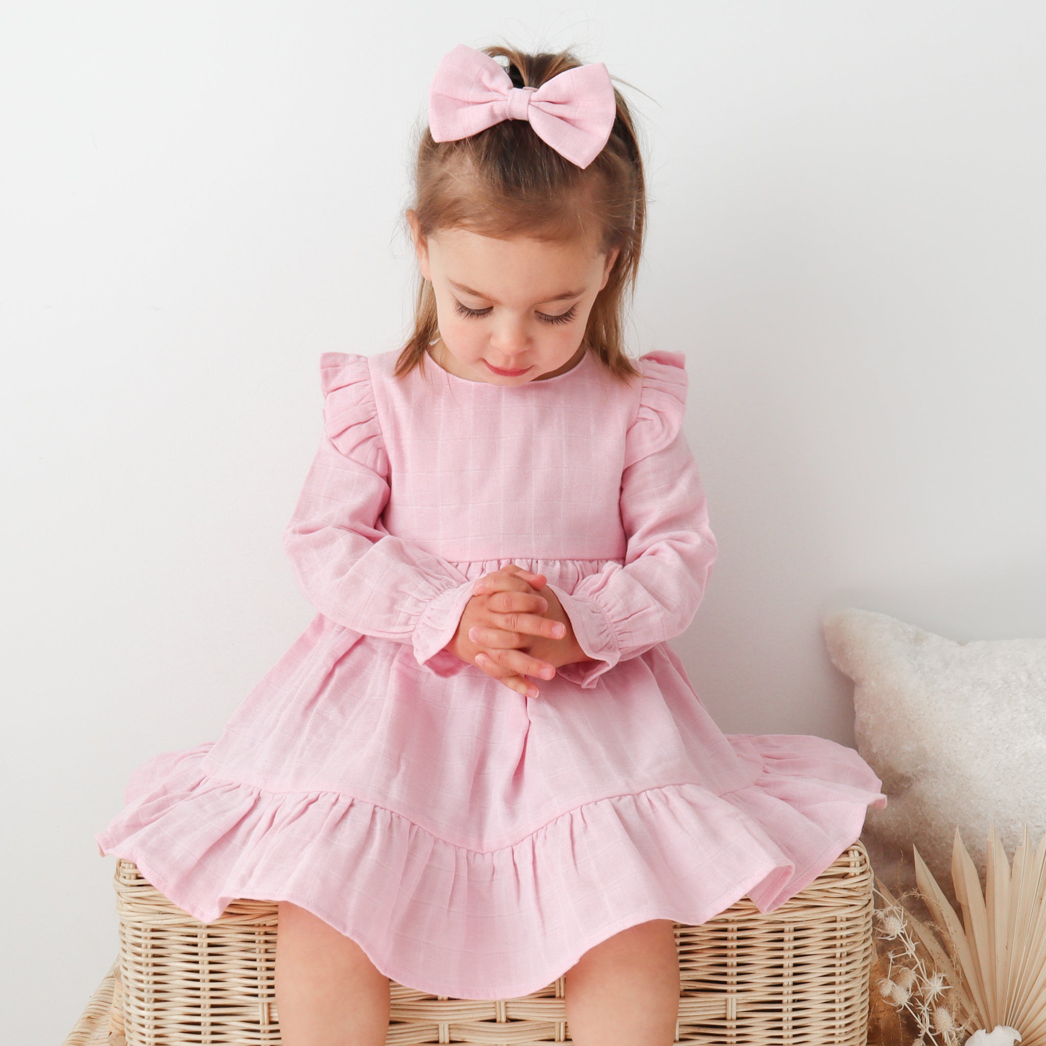 Muslin Ruffle Dress - Petal Pink