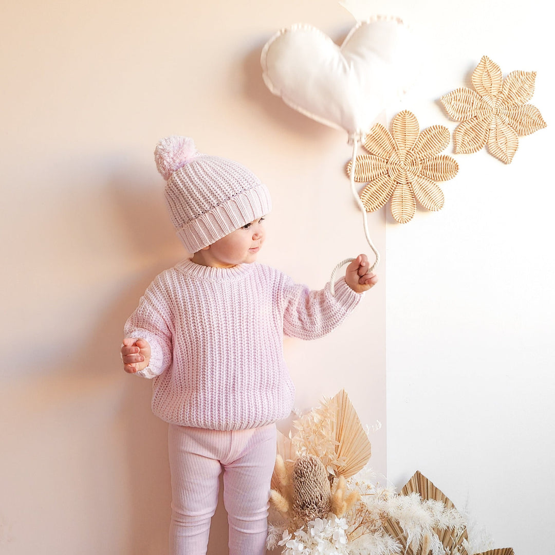 Baby pink knitted beanie