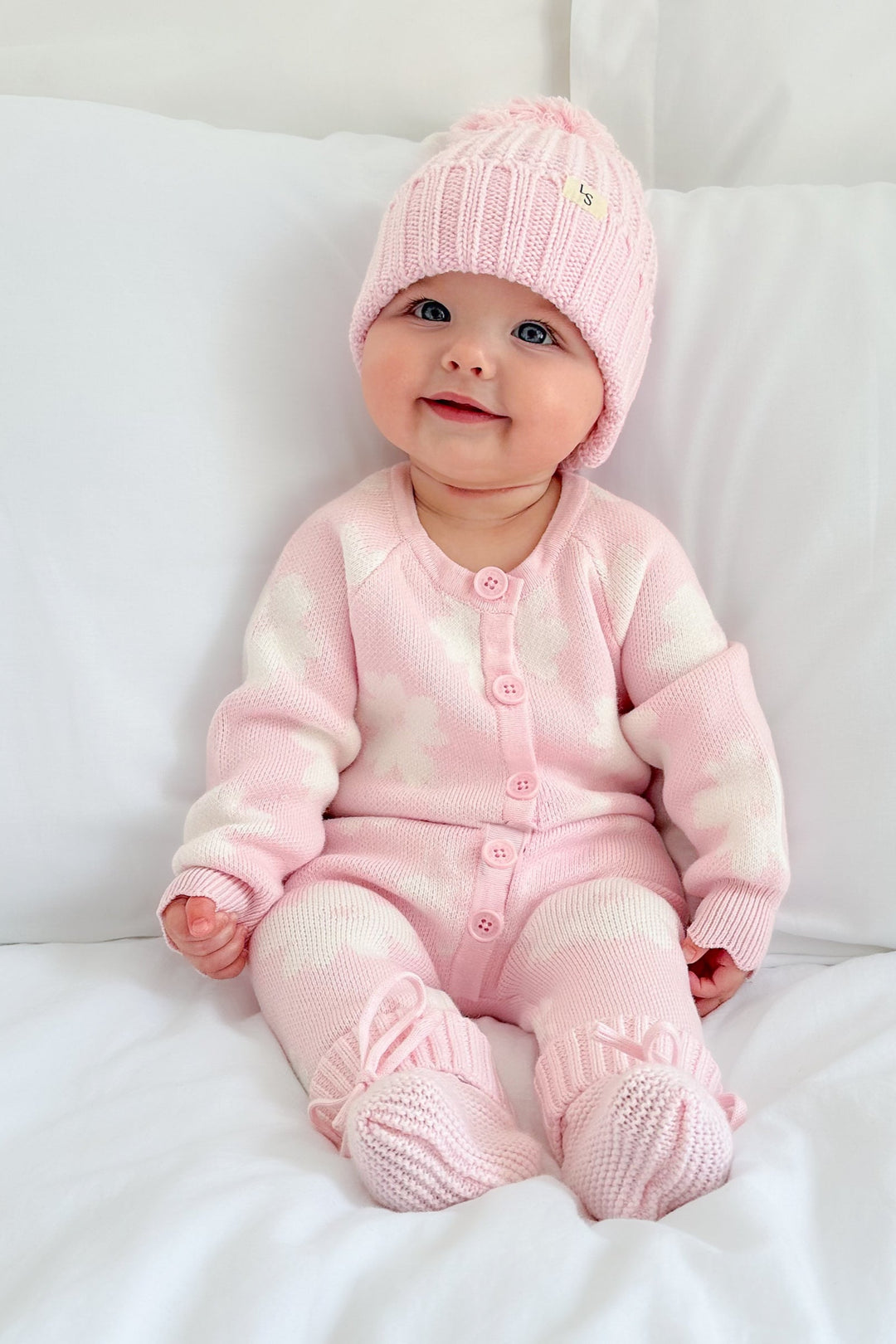 Knitted Louie Romper - Petal