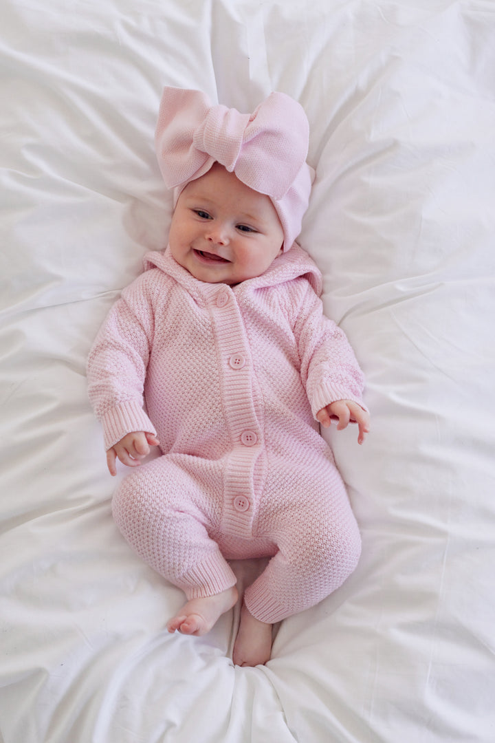 Bear Knitted Romper - Ballerina Pink